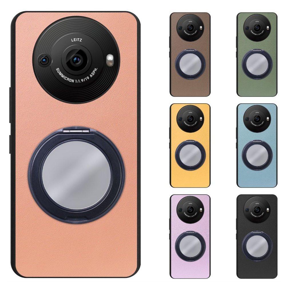 [ LOOF RING-SHELL (ミラー Ver.) ] AQUOS R8 pro SH-51D R8pro AQUOSR8pro スマホケース 背面 ケース カバー ミラー付きスマホリング スタンド 本革 レザー 落下防止  [ AQUOS R8 pro ]