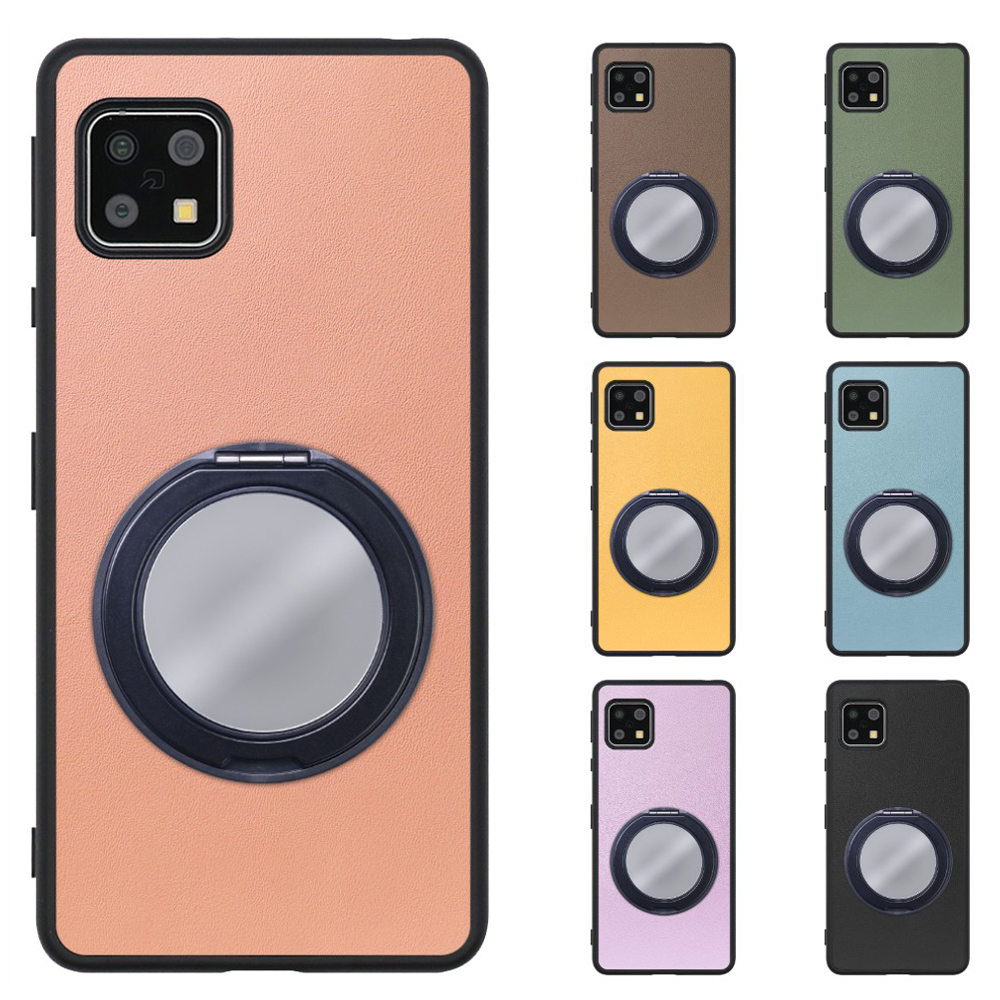 [ LOOF RING-SHELL (ミラー Ver.) ] AQUOS sense4 / sense4 lite / sense4 basic / sense5G / やさしいスマホ2 sense 4 4lite 4basic 5G sense4lite sense4basic スマホケース 背面 ケース カバー ミラー付きスマホリング スタンド 本革 レザー 落下防止  [ AQUOS sense4/4 lite/4 basic/sense5G/やさしいスマホ2 ]