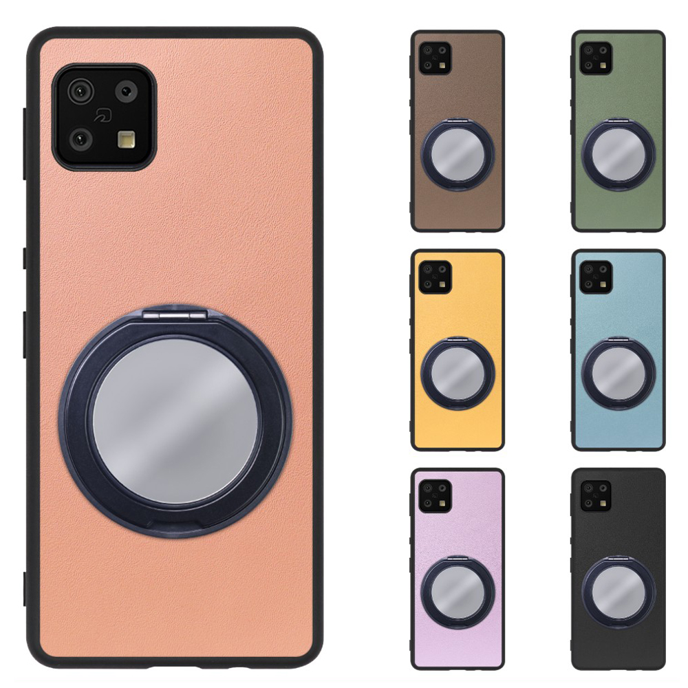 [ LOOF RING-SHELL (ミラー Ver.) ] AQUOS sense6s /sense6 sense 6s 6 スマホケース 背面 ケース カバー ミラー付きスマホリング スタンド 本革 レザー 落下防止  [ AQUOS sense6/sense6s ]