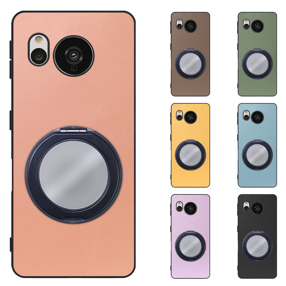 [ LOOF RING-SHELL (ミラー Ver.) ] AQUOS sense7 Plus sense7plus 7plus sense 7 スマホケース 背面 ケース カバー ミラー付きスマホリング スタンド 本革 レザー 落下防止  [ AQUOS sense7 Plus ]