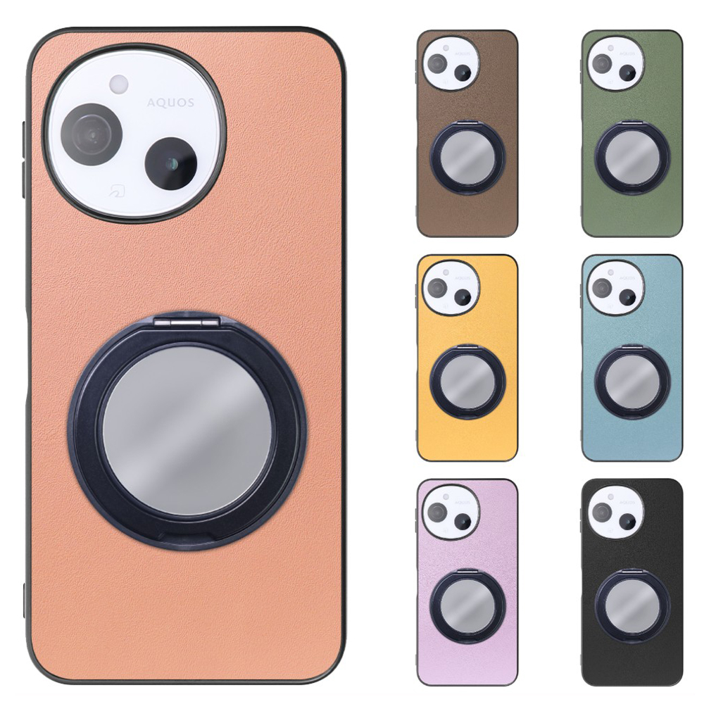 [ LOOF RING-SHELL (ミラー Ver.) ] AQUOS sense9 SH-53E SHG14 SH-M29 スマホケース 背面 ケース カバー ミラー付きスマホリング スタンド 本革 レザー 落下防止  [ AQUOS sense9 ]