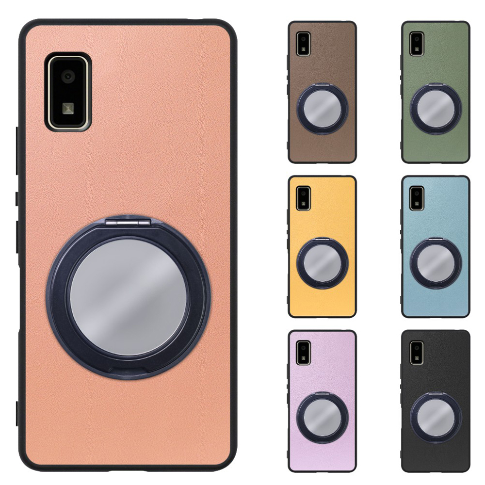 [ LOOF RING-SHELL (ミラー Ver.) ] AQUOS wish2 / wish  スマホケース 背面 ケース カバー ミラー付きスマホリング スタンド 本革 レザー 落下防止  [ AQUOS wish/wish2 ]