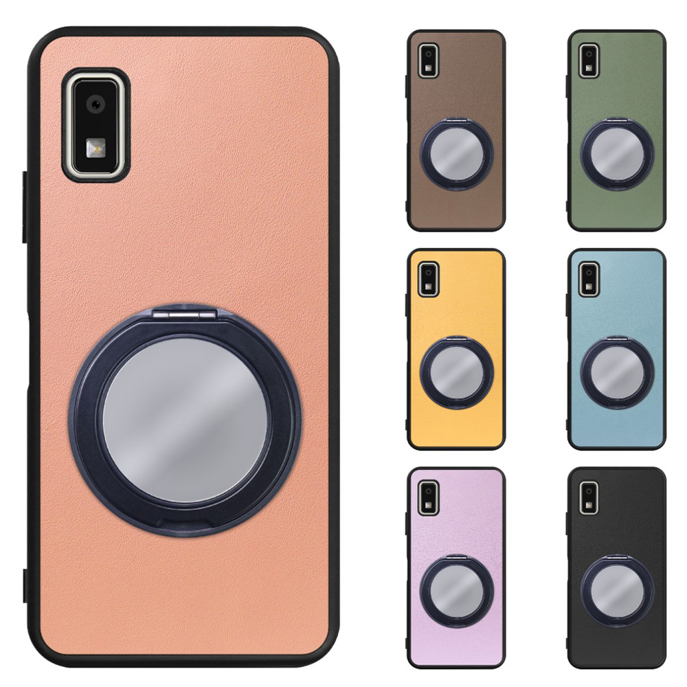 [ LOOF RING-SHELL (ミラー Ver.) ] AQUOS wish3 SH-53D / A303SH / A302SH  スマホケース 背面 ケース カバー ミラー付きスマホリング スタンド 本革 レザー 落下防止  [ AQUOS wish3 ]