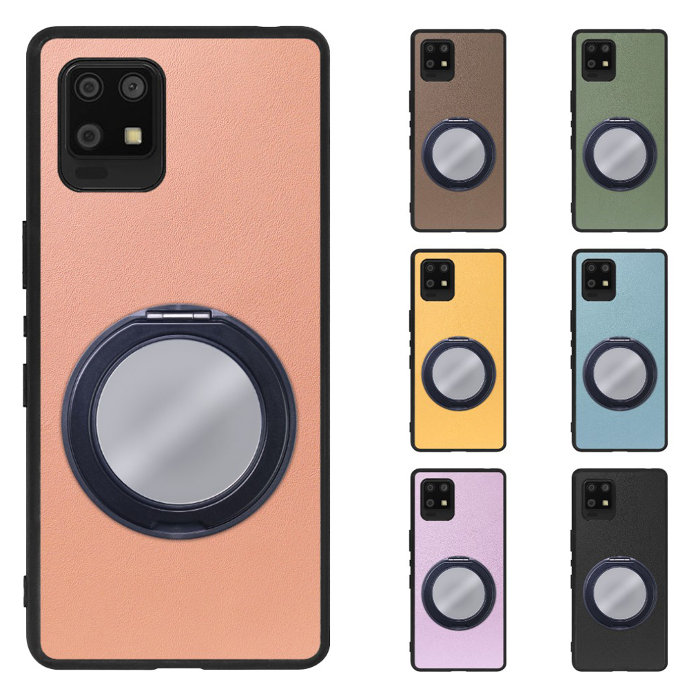 [ LOOF RING-SHELL (ミラー Ver.) ] AQUOS zero6 SHG04 zero 6 スマホケース 背面 ケース カバー ミラー付きスマホリング スタンド 本革 レザー 落下防止  [ AQUOS zero6 ]