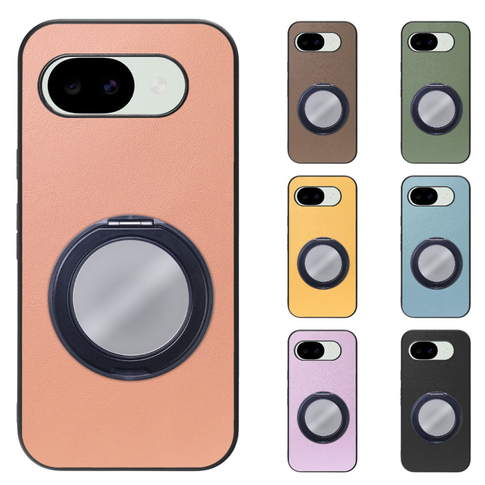 [ LOOF RING-SHELL (ミラー Ver.) ] Google Pixel 10a グーグル ピクセル スマホケース 背面 ケース カバー ミラー付きスマホリング スタンド 本革 レザー 落下防止  [ Google Pixel 10a ]