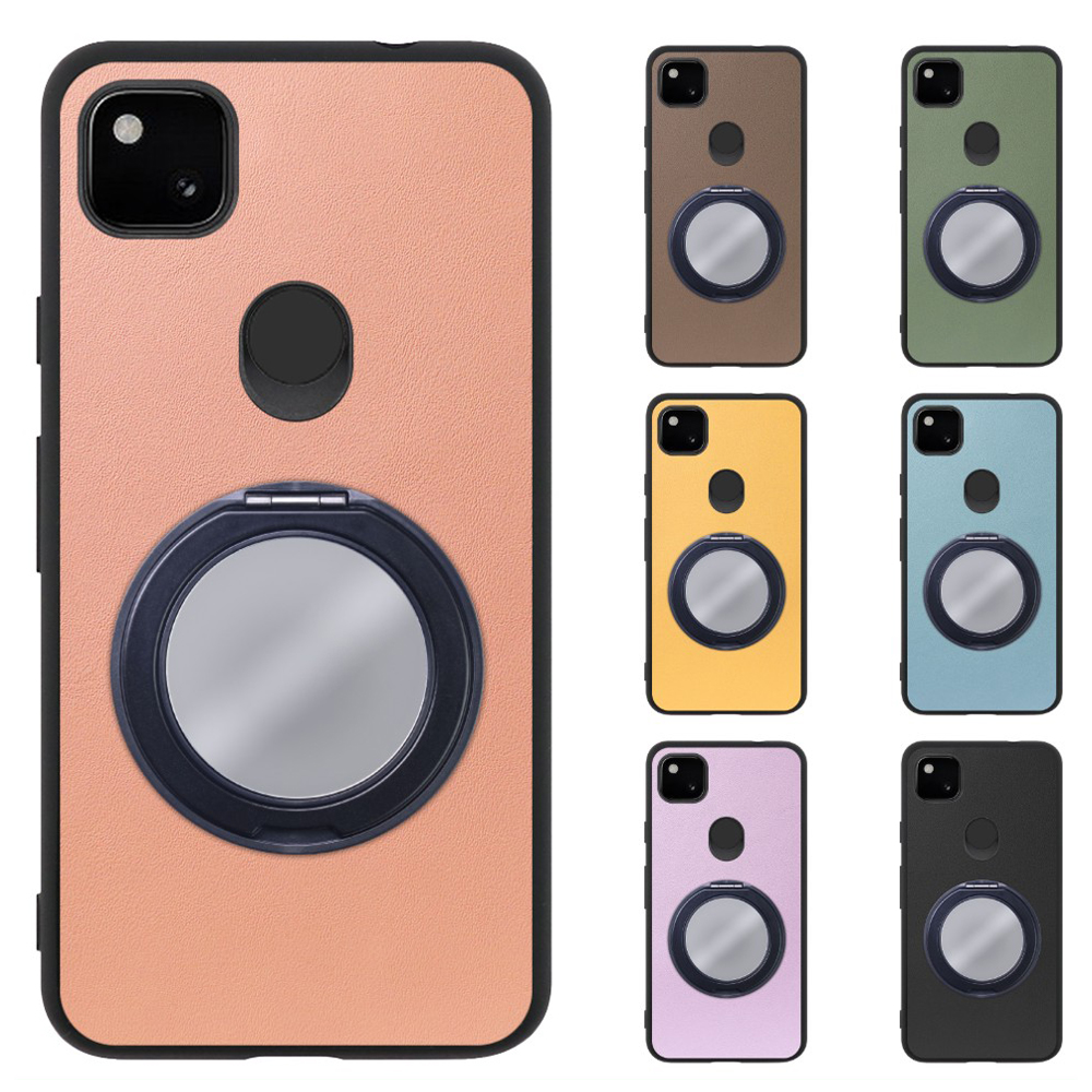 [ LOOF RING-SHELL (ミラー Ver.) ] Google Pixel 4a pixel4a googlepixel4a スマホケース 背面 ケース カバー ミラー付きスマホリング スタンド 本革 レザー 落下防止  [ Google Pixel 4a ]