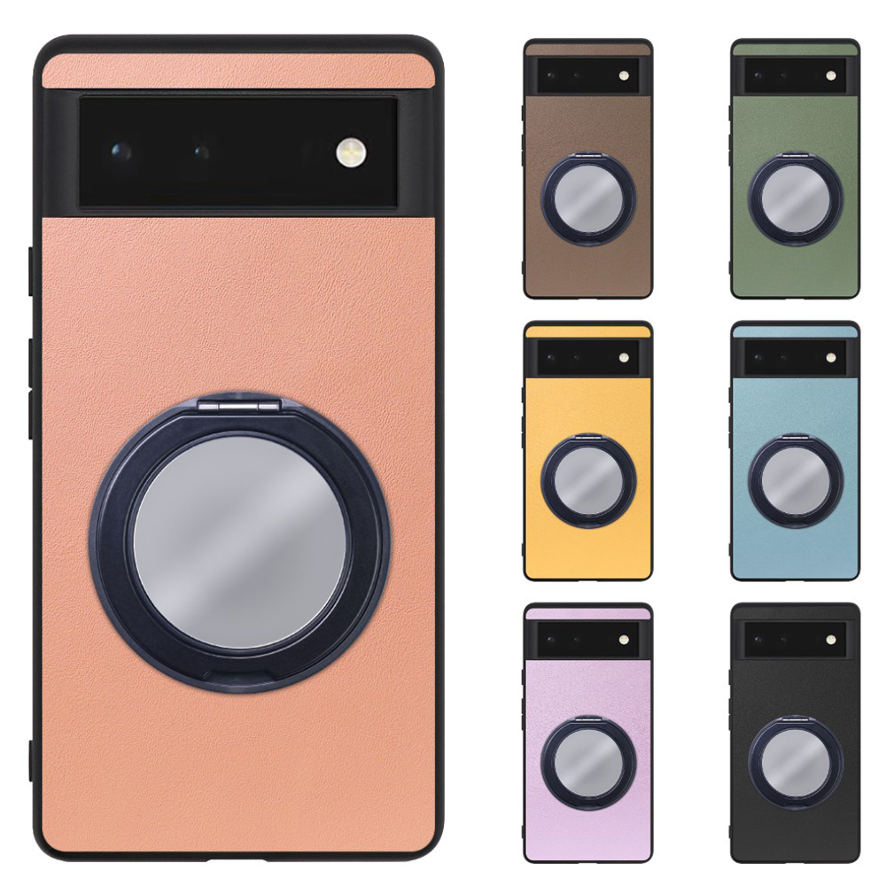 [ LOOF RING-SHELL (ミラー Ver.) ] Google Pixel 6 googlepixel6 pixel6 ピクセル6 スマホケース 背面 ケース カバー ミラー付きスマホリング スタンド 本革 レザー 落下防止  [ Google Pixel 6 ]
