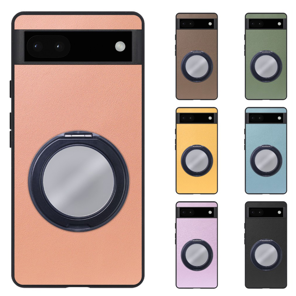 [ LOOF RING-SHELL (ミラー Ver.) ] Google Pixel 6a googlepixel6a pixel6a スマホケース 背面 ケース カバー ミラー付きスマホリング スタンド 本革 レザー 落下防止  [ Google Pixel 6a ]