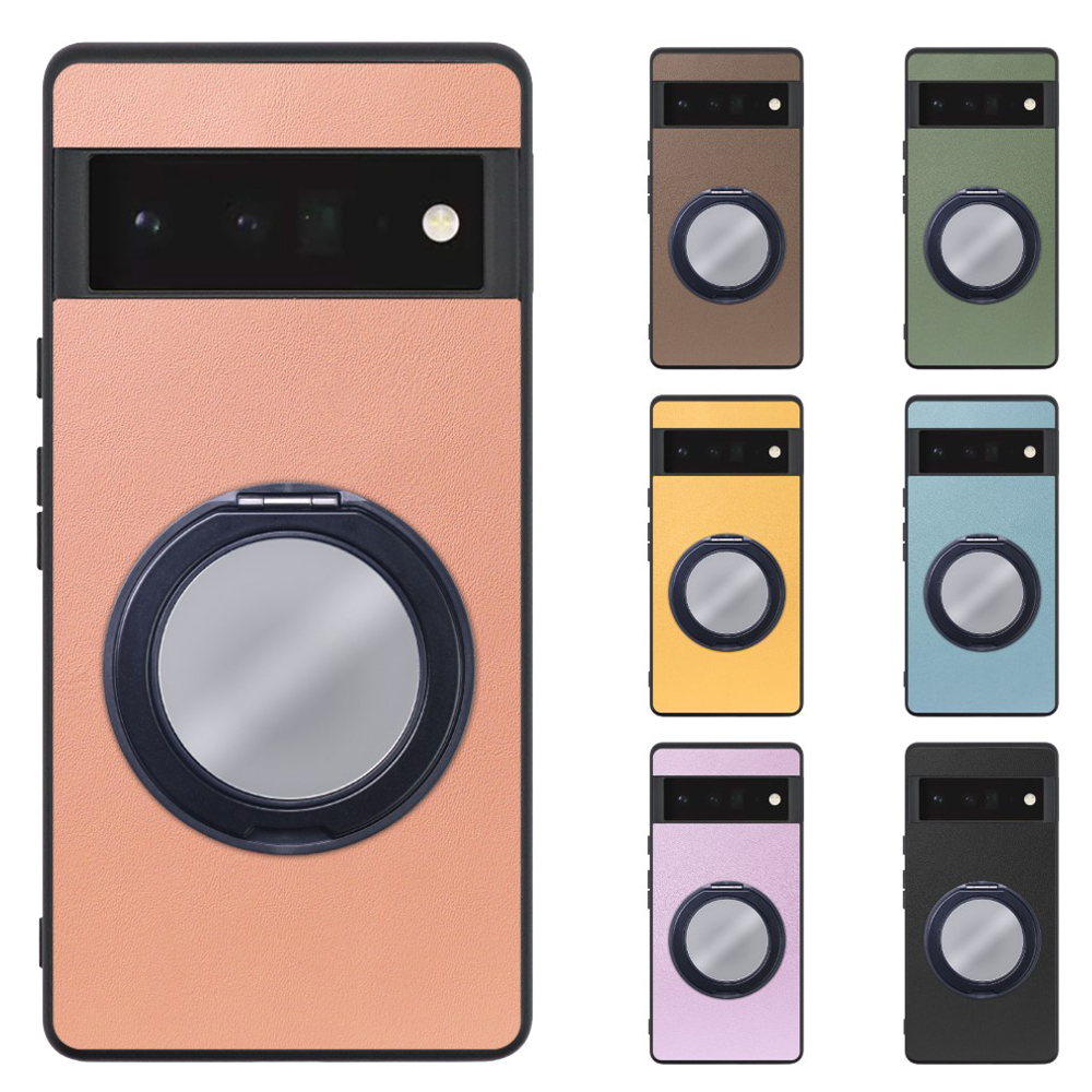 [ LOOF RING-SHELL (ミラー Ver.) ] Google Pixel 6 Pro Googlepixel6pro 6pro プロ ピクセル6pro スマホケース 背面 ケース カバー ミラー付きスマホリング スタンド 本革 レザー 落下防止  [ Google Pixel 6 Pro ]