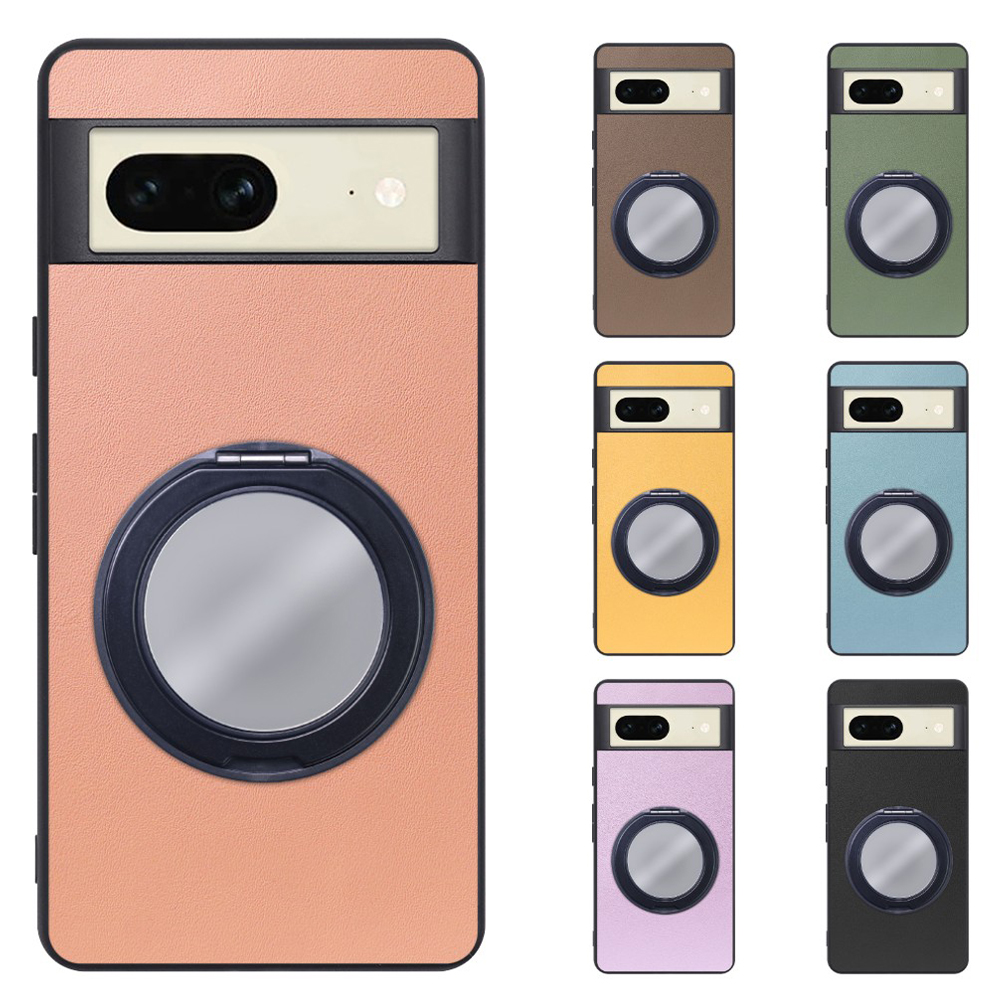[ LOOF RING-SHELL (ミラー Ver.) ] Google pixel 7 googlepixel7 pixel7 ピクセル7 スマホケース 背面 ケース カバー ミラー付きスマホリング スタンド 本革 レザー 落下防止  [ Google Pixel 7 ]