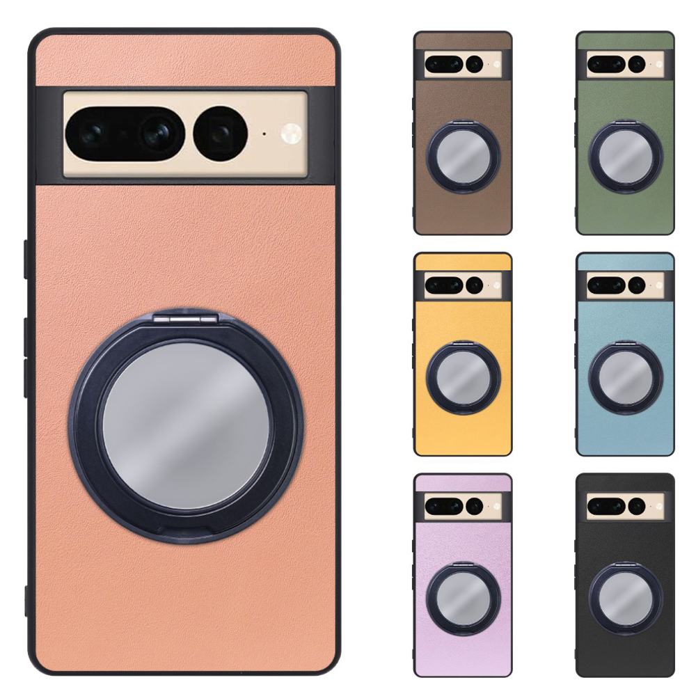 [ LOOF RING-SHELL (ミラー Ver.) ] Google pixel 7 Pro googlepixel7pro 7pro プロ ピクセル7pro スマホケース 背面 ケース カバー ミラー付きスマホリング スタンド 本革 レザー 落下防止  [ Google Pixel 7 Pro ]