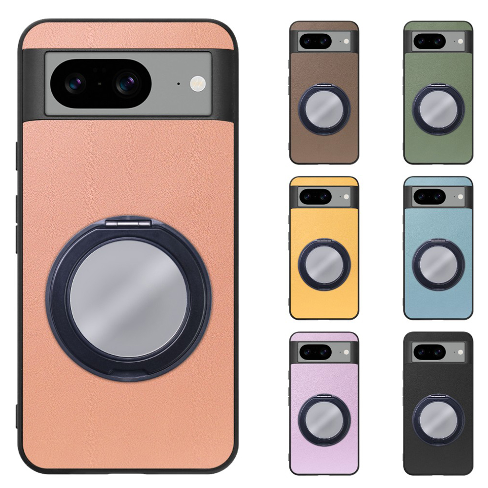 [ LOOF RING-SHELL (ミラー Ver.) ] Google pixel 8 googlepixel8 Pixel8 ピクセル8 スマホケース 背面 ケース カバー ミラー付きスマホリング スタンド 本革 レザー 落下防止  [ Google Pixel 8 ]
