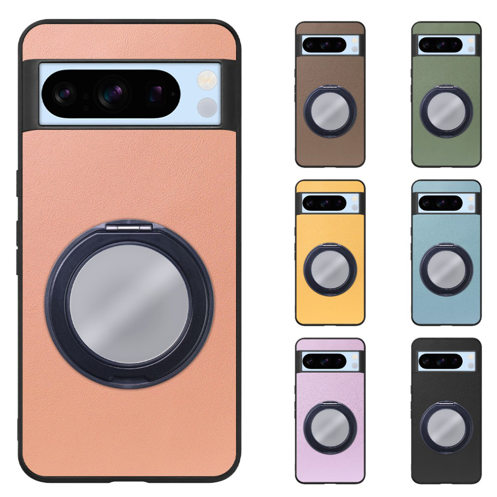 [ LOOF RING-SHELL (ミラー Ver.) ] Google pixel 8 Pro googlepixel8pro Pixel8 8Pro プロ ピクセル8Pro スマホケース 背面 ケース カバー ミラー付きスマホリング スタンド 本革 レザー 落下防止  [ Google Pixel 8 Pro ]