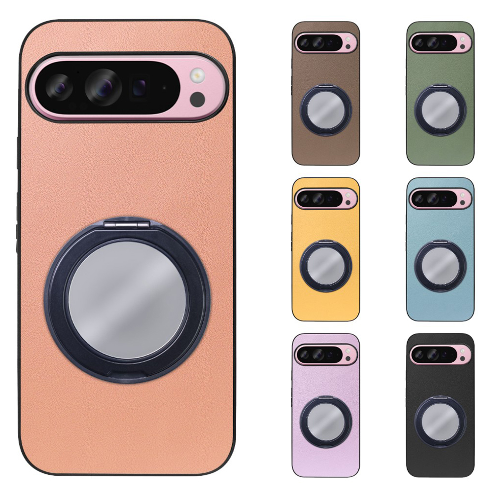 [ LOOF RING-SHELL (ミラー Ver.) ] Google Pixel 9 Pro XL Google Pixel9proxl ピクセル9プロXL スマホケース 背面 ケース カバー ミラー付きスマホリング スタンド 本革 レザー 落下防止  [ Google Pixel 9 Pro XL ]