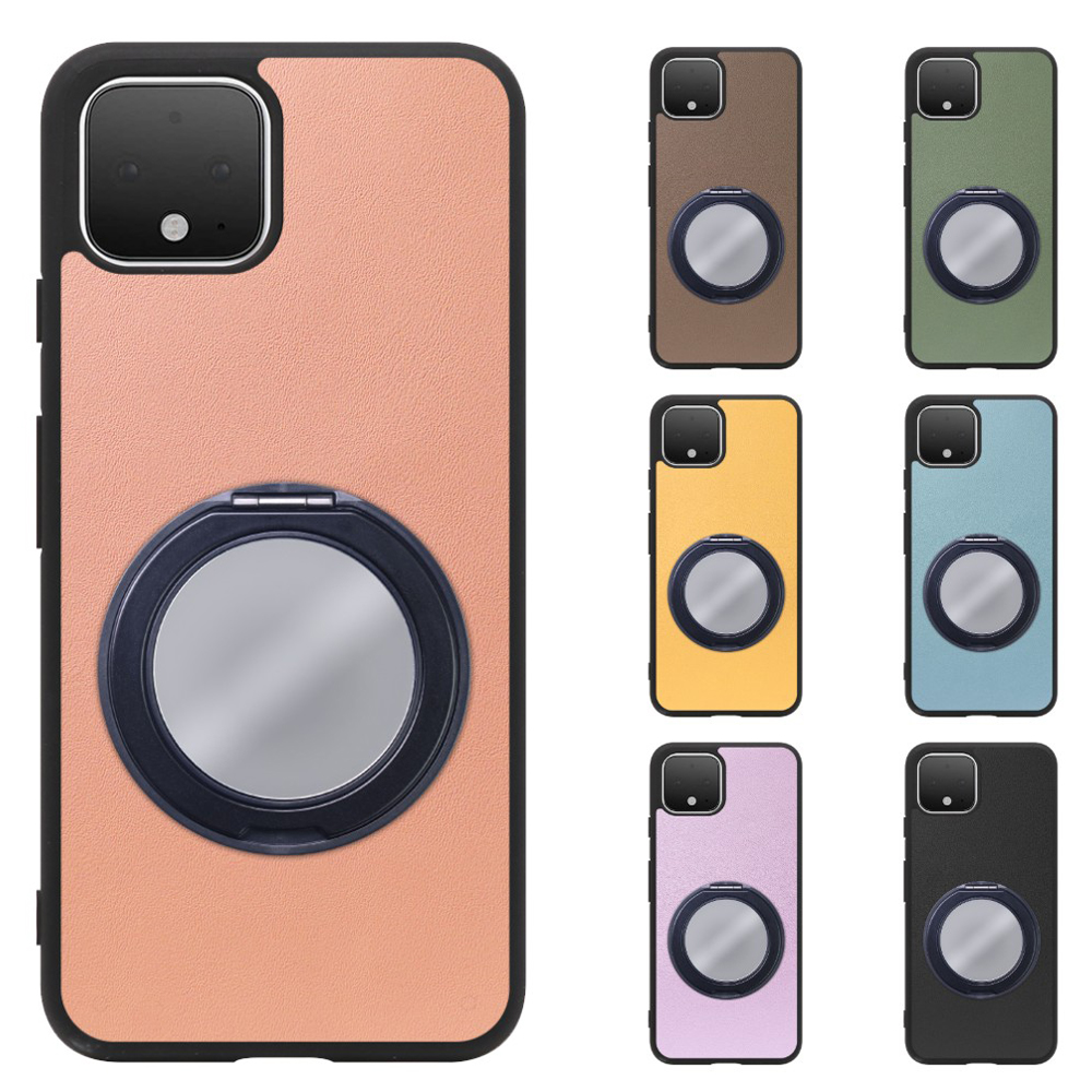 [ LOOF RING-SHELL (ミラー Ver.) ] Google Pixel 4 googlepixel pixel4xl ピクセル4 スマホケース 背面 ケース カバー ミラー付きスマホリング スタンド 本革 レザー 落下防止  [ Google Pixel 4 ]