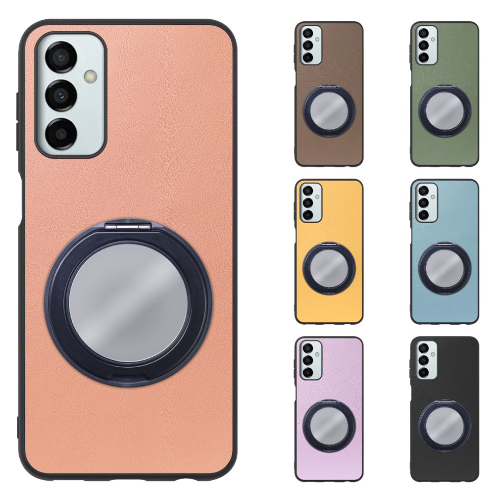[ LOOF RING-SHELL (ミラー Ver.) ] Galaxy M23 5G m235g スマホケース 背面 ケース カバー ミラー付きスマホリング スタンド 本革 レザー 落下防止  [ Galaxy M23 5G ]
