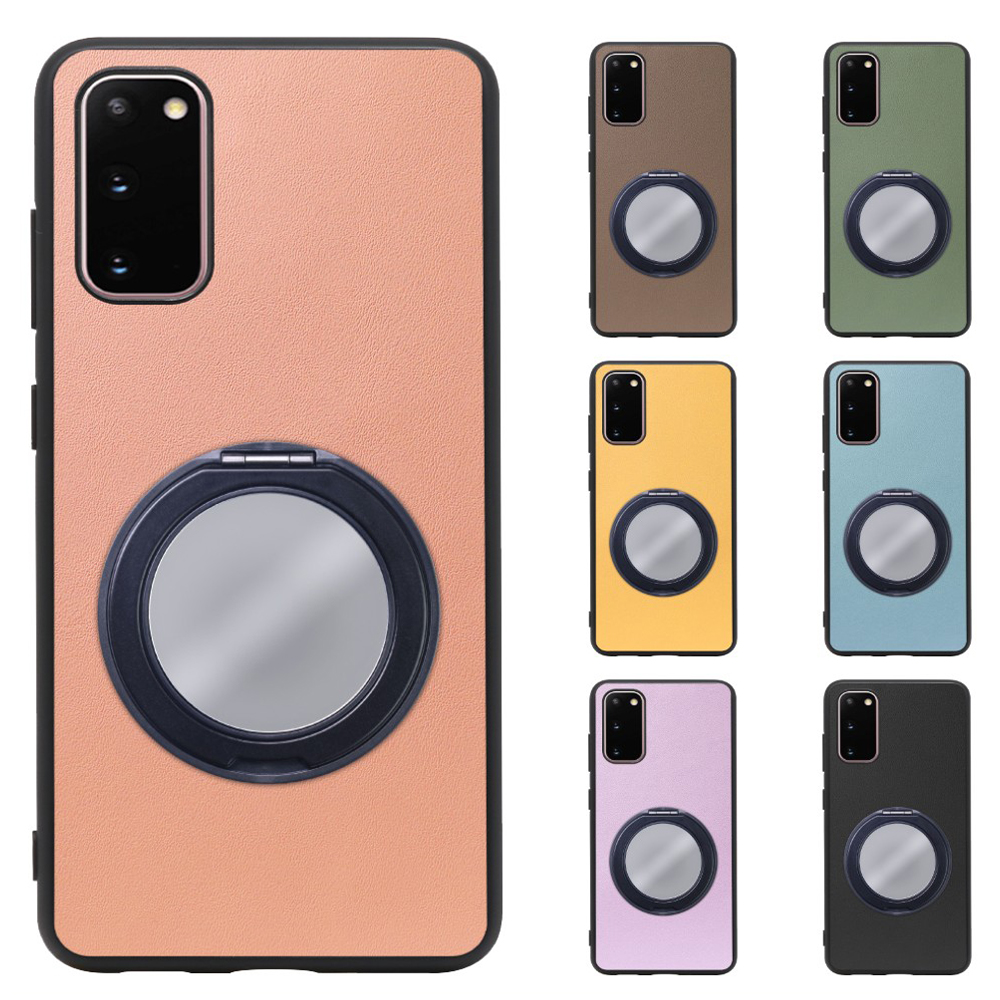 [ LOOF RING-SHELL (ミラー Ver.) ] Galaxy S20 5G SC-51A / SCG01 s205g スマホケース 背面 ケース カバー ミラー付きスマホリング スタンド 本革 レザー 落下防止  [ Galaxy S20 5G ]