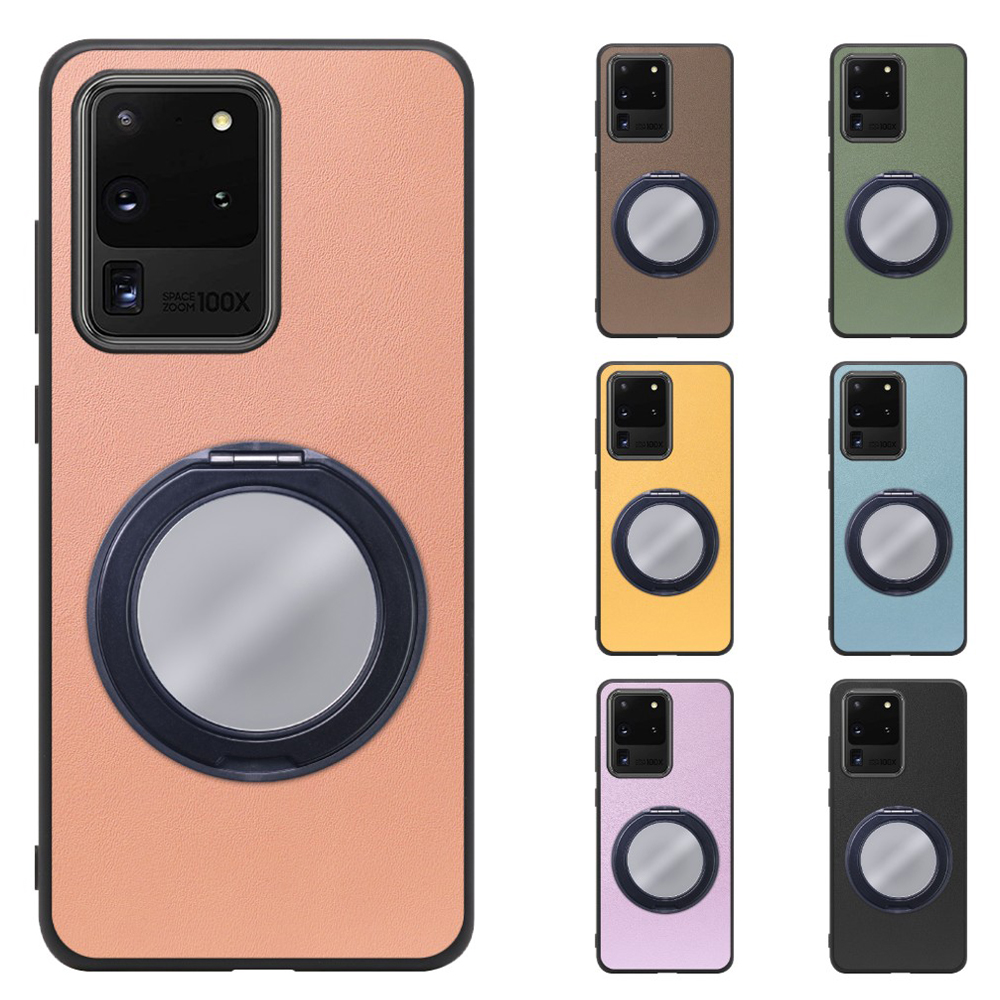[ LOOF RING-SHELL (ミラー Ver.) ] Galaxy S20 Ultra s20ultra スマホケース 背面 ケース カバー ミラー付きスマホリング スタンド 本革 レザー 落下防止  [ Galaxy S20 Ultra 5G ]