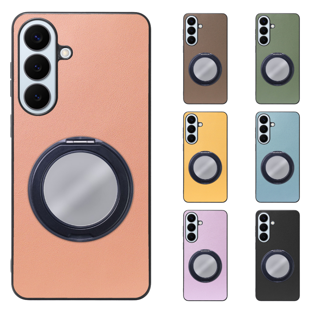 [ LOOF RING-SHELL (ミラー Ver.) ] Galaxy S26+ Samsung SC-52G スマホケース 背面 ケース カバー ミラー付きスマホリング スタンド 本革 レザー 落下防止  [ Galaxy S26+ ]