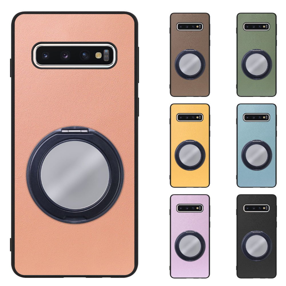[ LOOF RING-SHELL (ミラー Ver.) ] Galaxy S10 SC-03L / SCV41 galaxys10 スマホケース 背面 ケース カバー ミラー付きスマホリング スタンド 本革 レザー 落下防止  [ Galaxy S10 ]