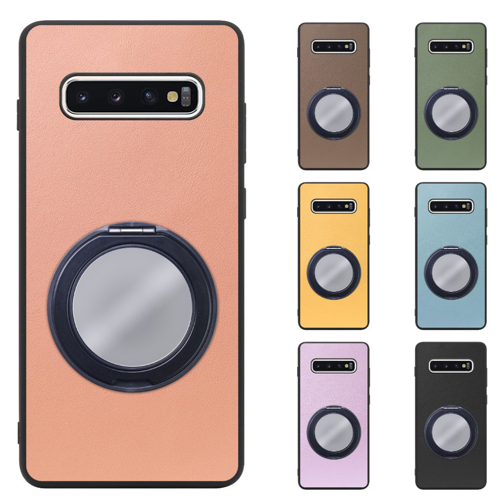 [ LOOF RING-SHELL (ミラー Ver.) ] Galaxy S10+ SC-04L / SCV42 s10plus s10 plus スマホケース 背面 ケース カバー ミラー付きスマホリング スタンド 本革 レザー 落下防止  [ Galaxy S10+ ]