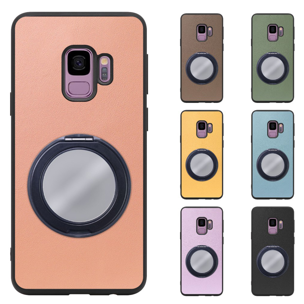 [ LOOF RING-SHELL (ミラー Ver.) ] Galaxy S9 SC-02K / SCV38 galaxys9 スマホケース 背面 ケース カバー ミラー付きスマホリング スタンド 本革 レザー 落下防止  [ Galaxy S9 ]