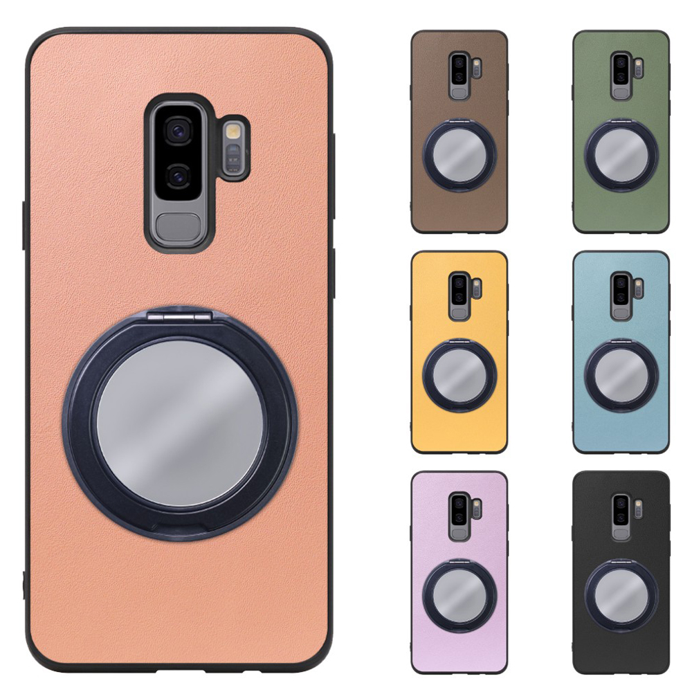 [ LOOF RING-SHELL (ミラー Ver.) ] Galaxy S9+ SC-03K / SCV39 s9plus s9 Plus スマホケース 背面 ケース カバー ミラー付きスマホリング スタンド 本革 レザー 落下防止  [ Galaxy S9+ ]