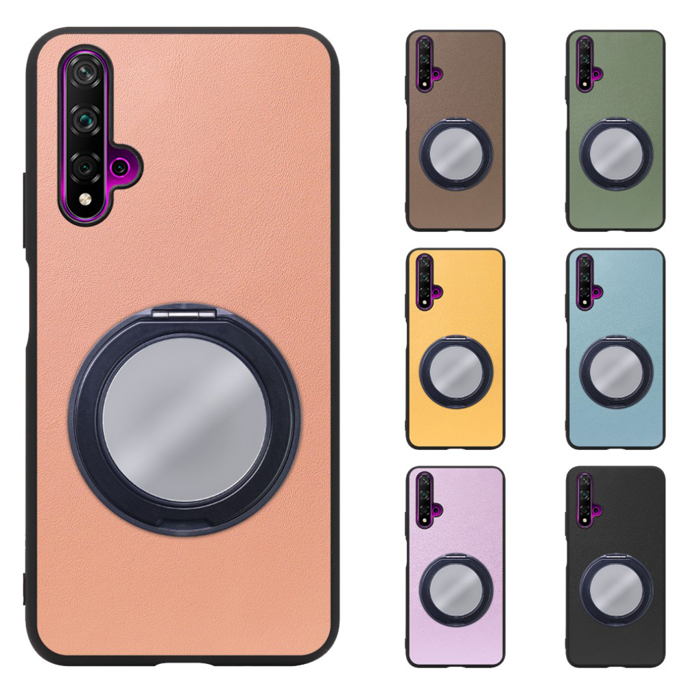 [ LOOF RING-SHELL (ミラー Ver.) ] HUAWEI nova 5T nova5t スマホケース 背面 ケース カバー ミラー付きスマホリング スタンド 本革 レザー 落下防止  [ HUAWEI nova 5T ]