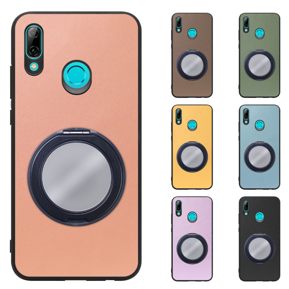[ LOOF RING-SHELL (ミラー Ver.) ] HUAWEI nova lite 3 POT-LX2J novalite3 novalite 3 スマホケース 背面 ケース カバー ミラー付きスマホリング スタンド 本革 レザー 落下防止  [ HUAWEI nova lite 3 ]