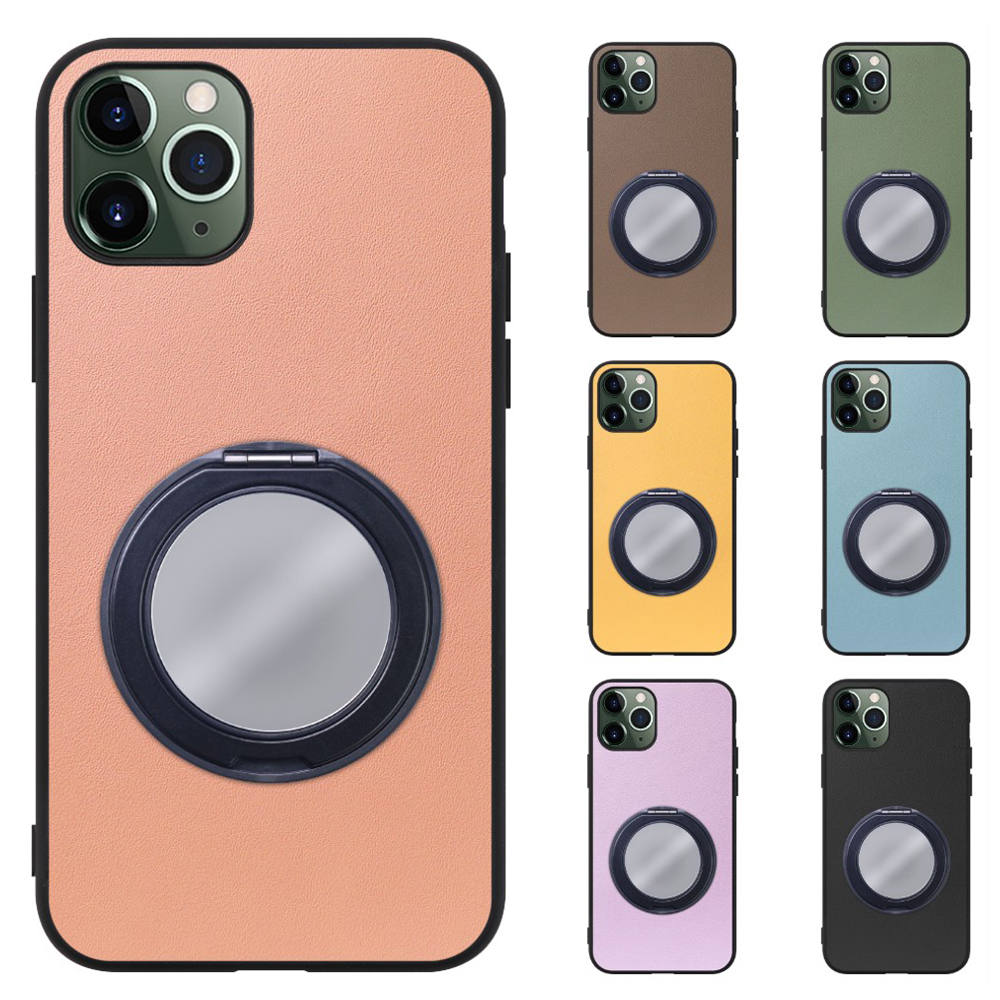 [ LOOF RING-SHELL (ミラー Ver.) ] iPhone 11 Pro iPhone11pro 11pro スマホケース 背面 ケース カバー ミラー付きスマホリング スタンド 本革 レザー 落下防止  [ iPhone 11 Pro ]