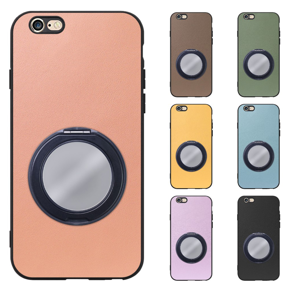 [ LOOF RING-SHELL (ミラー Ver.) ] iPhone 6 / 6s iphone6 iphone6s スマホケース 背面 ケース カバー ミラー付きスマホリング スタンド 本革 レザー 落下防止  [ iPhone 6 / 6s ]