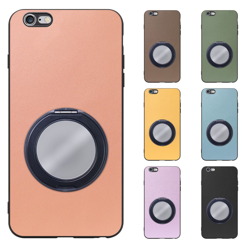 [ LOOF RING-SHELL (ミラー Ver.) ] iPhone 6 Plus / 6s Plus iphone6plus iphone6splus 6plus 6splus スマホケース 背面 ケース カバー ミラー付きスマホリング スタンド 本革 レザー 落下防止  [ iPhone 6 Plus / 6s Plus ]