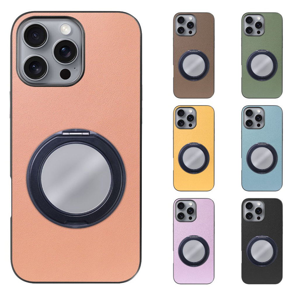 [ LOOF RING-SHELL (ミラー Ver.) ] iPhone 16 Pro Max iPhone16 Pro Max アイフォン16 プロ マックス iPhone 16 16ProMax アイフォン 16 スマホケース 背面 ケース カバー ミラー付きスマホリング スタンド 本革 レザー 落下防止  [ iPhone 16 Pro Max ]