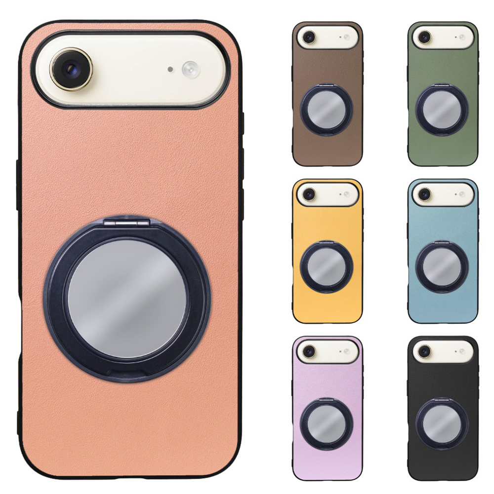 [ LOOF RING-SHELL (ミラー Ver.) ] iPhone Air iPhone Air アイフォン エア iPhoneAir スマホケース 背面 ケース カバー ミラー付きスマホリング スタンド 本革 レザー 落下防止  [ iPhone Air 用 ]