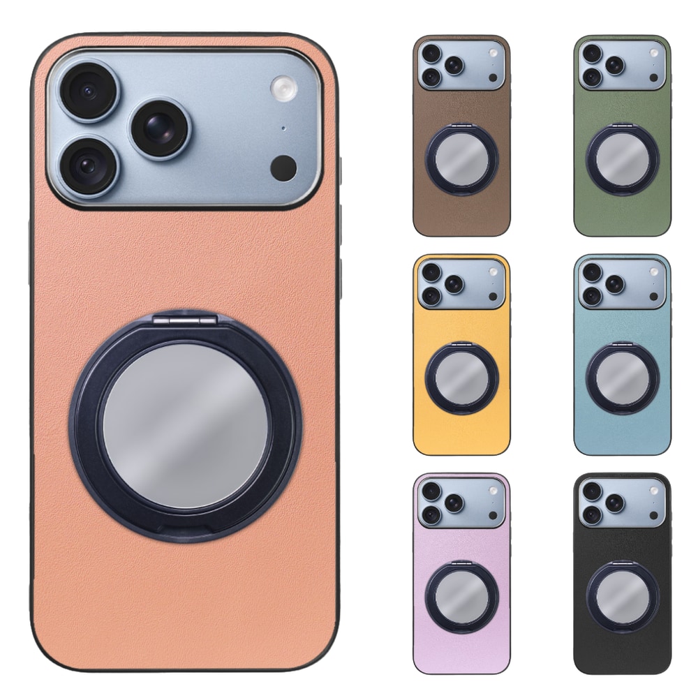 [ LOOF RING-SHELL (ミラー Ver.) ] iPhone 18 Pro Max iPhone18 Pro Max アイフォン18 プロ マックス スマホケース 背面 ケース カバー ミラー付きスマホリング スタンド 本革 レザー 落下防止  [ iPhone 18 Pro Max ]