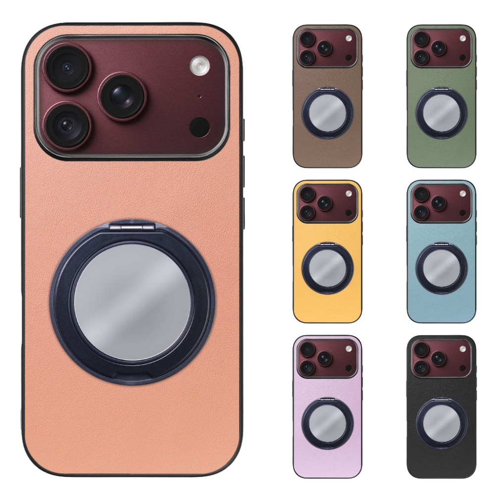 [ LOOF RING-SHELL (ミラー Ver.) ] iPhone 18 Pro iPhone18 Pro アイフォン18 プロ スマホケース 背面 ケース カバー ミラー付きスマホリング スタンド 本革 レザー 落下防止  [ iPhone 18 Pro ]
