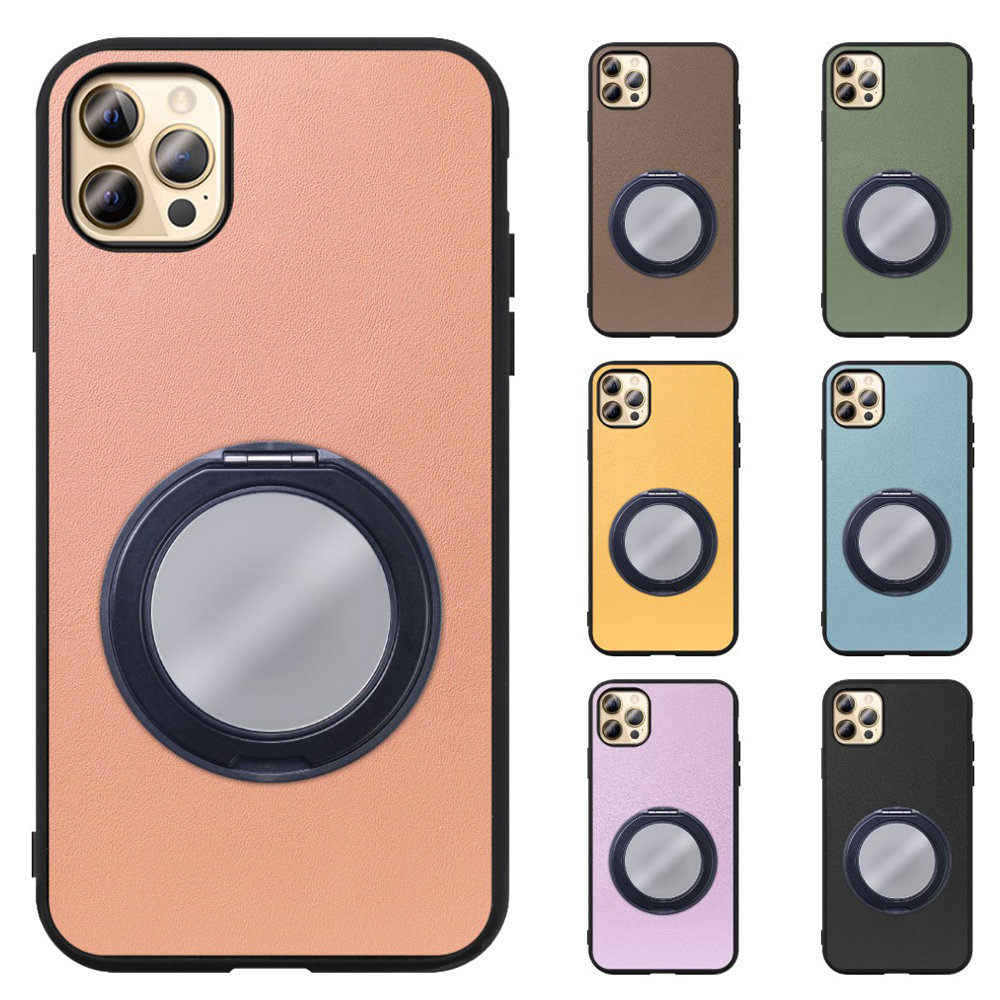 [ LOOF RING-SHELL (ミラー Ver.) ] iPhone 12 Pro Max iphone12promax 12promax 12プロマックス スマホケース 背面 ケース カバー ミラー付きスマホリング スタンド 本革 レザー 落下防止  [ iPhone 12 Pro Max ]