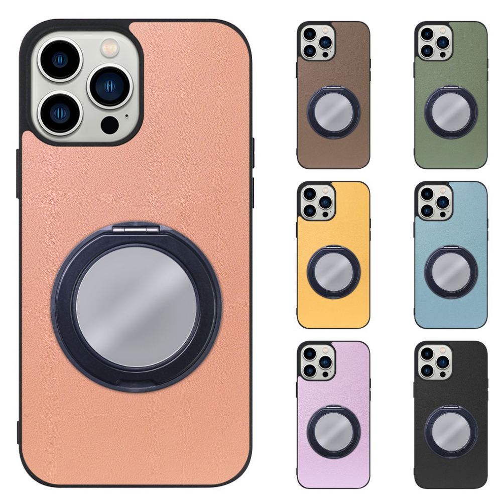 [ LOOF RING-SHELL (ミラー Ver.) ] iPhone 13 Pro Max iphone13promax 13promax promax プロマックス スマホケース 背面 ケース カバー ミラー付きスマホリング スタンド 本革 レザー 落下防止  [ iPhone 13 Pro Max ]