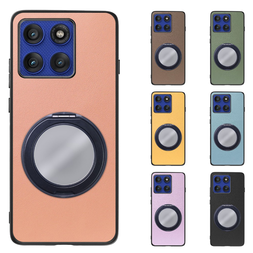 [ LOOF RING-SHELL (ミラー Ver.) ] motorola edge 60 pro / 60s pro  スマホケース 背面 ケース カバー ミラー付きスマホリング スタンド 本革 レザー 落下防止  [ motorola edge 60 pro / 60s pro ]