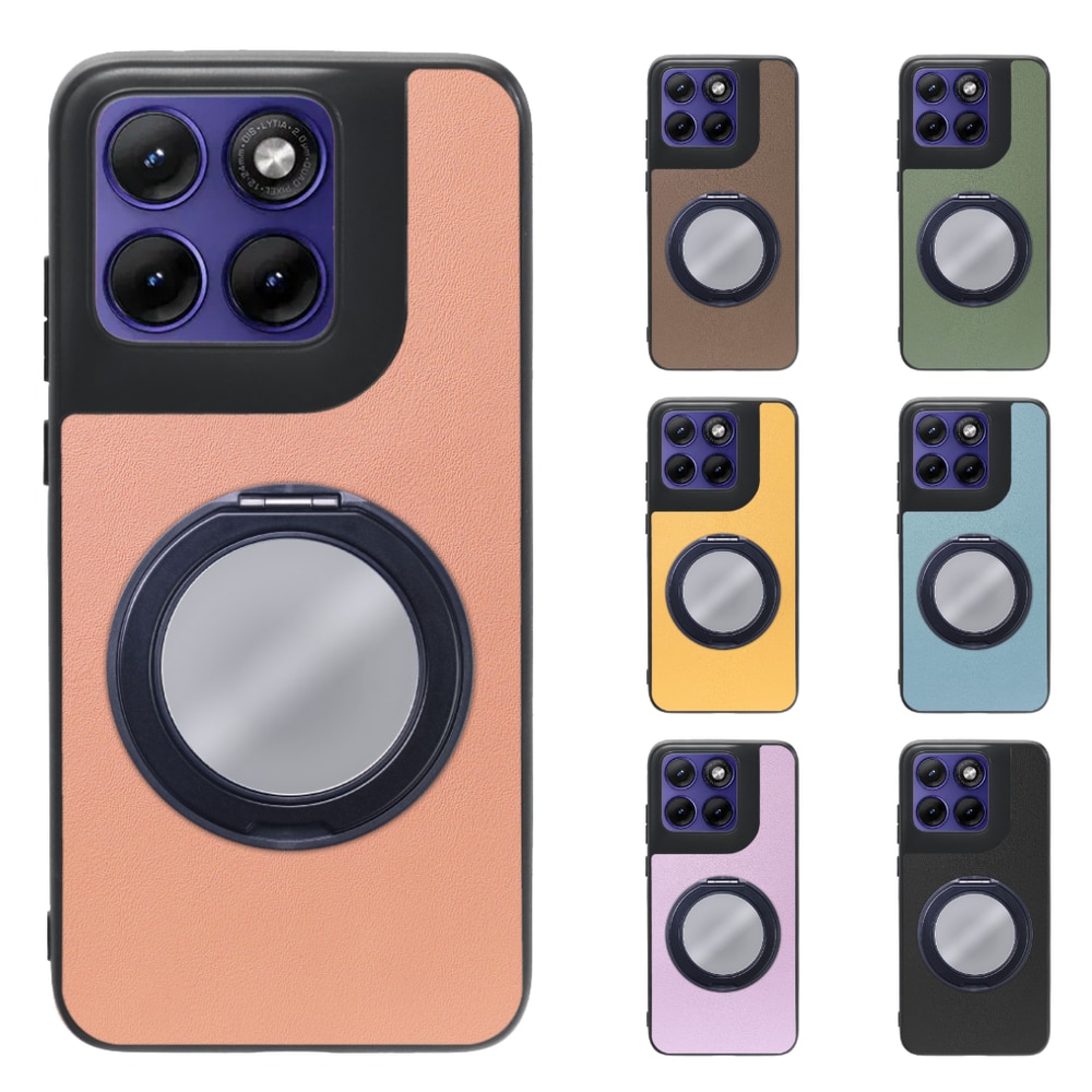 [ LOOF RING-SHELL (ミラー Ver.) ] motorola edge 70 fusion  スマホケース 背面 ケース カバー ミラー付きスマホリング スタンド 本革 レザー 落下防止  [ motorola edge 70 fusion ]