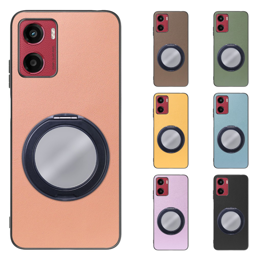 [ LOOF RING-SHELL (ミラー Ver.) ] moto g05 motorola スマホケース 背面 ケース カバー ミラー付きスマホリング スタンド 本革 レザー 落下防止  [ moto g05 ]