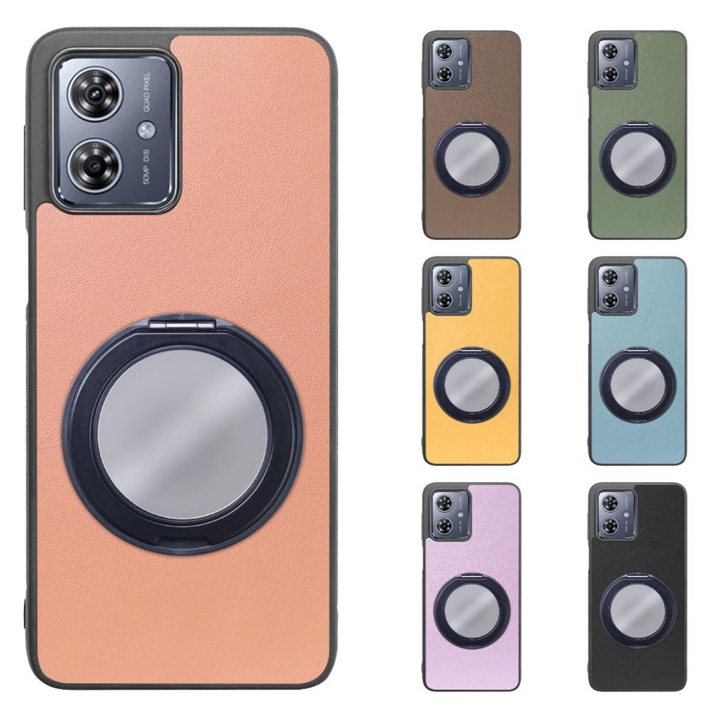 [ LOOF RING-SHELL (ミラー Ver.) ] moto g64 5G / g64y 5G  スマホケース 背面 ケース カバー ミラー付きスマホリング スタンド 本革 レザー 落下防止  [ moto g64 5G / g64y 5G ]