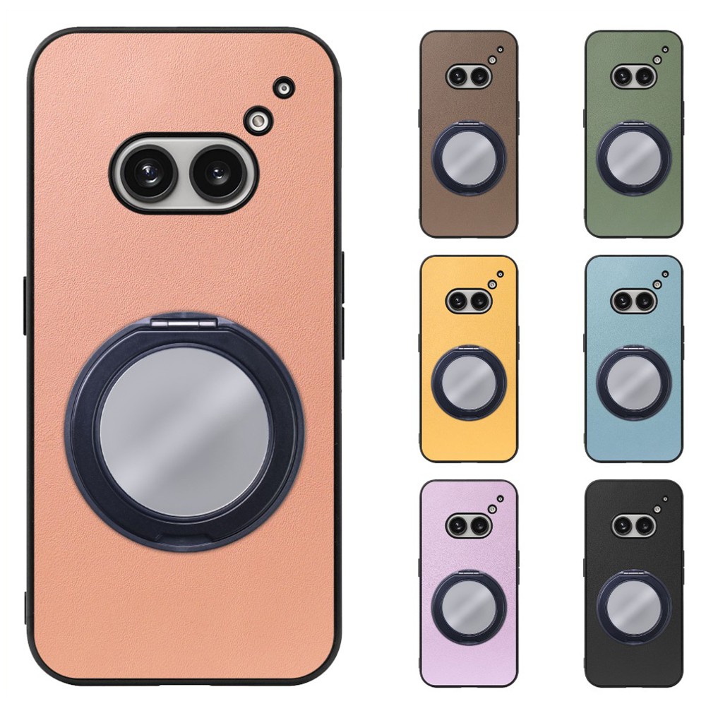 [ LOOF RING-SHELL (ミラー Ver.) ] Nothing Phone (2a)  スマホケース 背面 ケース カバー ミラー付きスマホリング スタンド 本革 レザー 落下防止  [ Nothing Phone (2a) ]