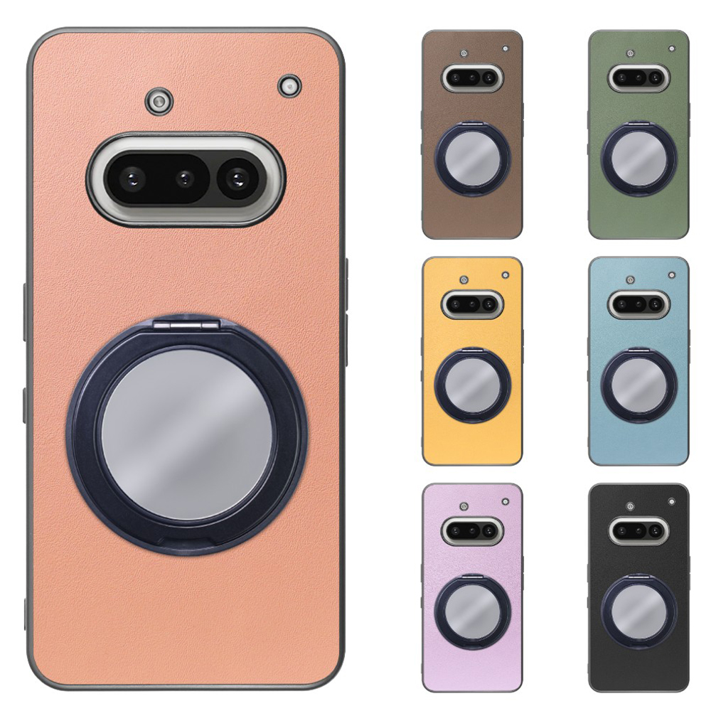 [ LOOF RING-SHELL (ミラー Ver.) ] Nothing Phone (3a) Phone 3a スマホケース 背面 ケース カバー ミラー付きスマホリング スタンド 本革 レザー 落下防止  [ Nothing Phone (3a) ]