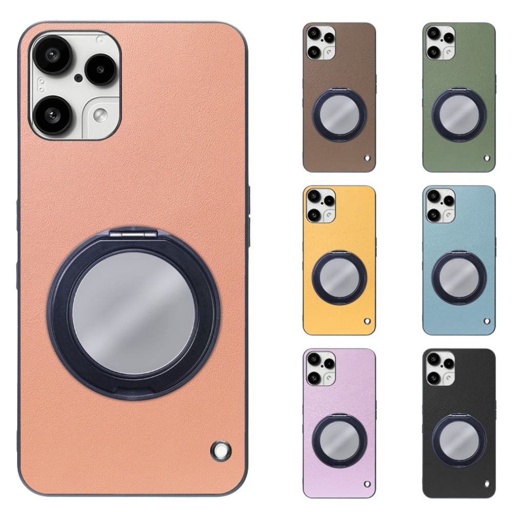 [ LOOF RING-SHELL (ミラー Ver.) ] Nothing Phone (3a) Lite  スマホケース 背面 ケース カバー ミラー付きスマホリング スタンド 本革 レザー 落下防止  [ Nothing Phone (3a) Lite ]