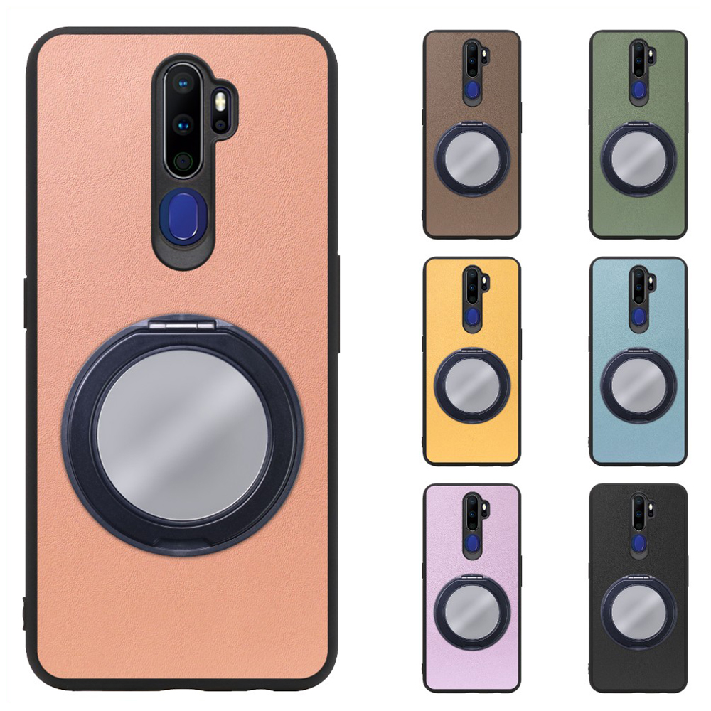 [ LOOF RING-SHELL (ミラー Ver.) ] OPPO A5 2020 a52020 oppoa5 スマホケース 背面 ケース カバー ミラー付きスマホリング スタンド 本革 レザー 落下防止  [ OPPO A5 2020 ]