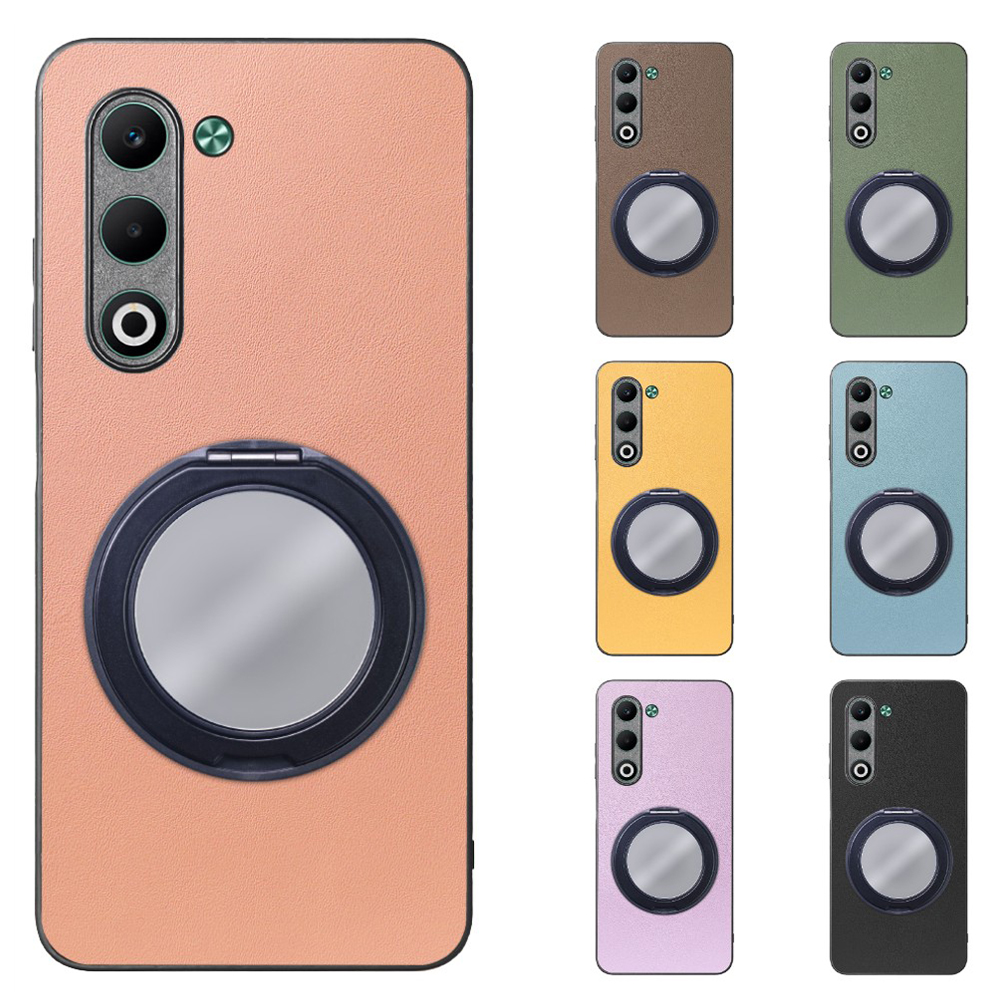 [ LOOF RING-SHELL (ミラー Ver.) ] OPPO A5 5G オッポ CPH2735 スマホケース 背面 ケース カバー ミラー付きスマホリング スタンド 本革 レザー 落下防止  [ OPPO A5 5G ]