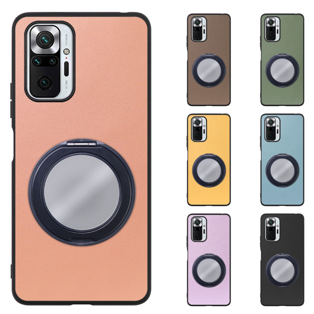 [ LOOF RING-SHELL (ミラー Ver.) ] Xiaomi Redmi Note 10 Pro redminote10pro note10pro redminote 10pro スマホケース 背面 ケース カバー ミラー付きスマホリング スタンド 本革 レザー 落下防止  [ Redmi Note 10 Pro ]