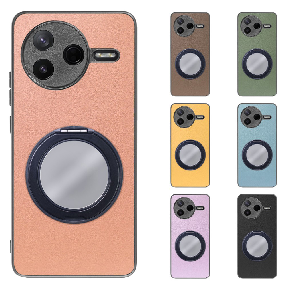 [ LOOF RING-SHELL (ミラー Ver.) ] POCO F7 Pro Xiaomi シャオミ スマホケース 背面 ケース カバー ミラー付きスマホリング スタンド 本革 レザー 落下防止  [ POCO F7 Pro ]
