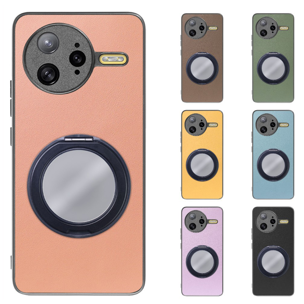 [ LOOF RING-SHELL (ミラー Ver.) ] POCO F7 Ultra Xiaomi シャオミ スマホケース 背面 ケース カバー ミラー付きスマホリング スタンド 本革 レザー 落下防止  [ POCO F7 Ultra ]